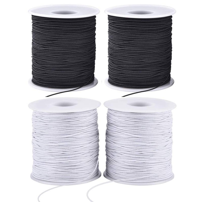 LUSTEMBER Stretchy String for Bracelets  4 Rolls 1 mm Sturdy Elastic String Elastic Cord for Jewelry Making  Necklaces  Beading (2 Black+ 2 White) - Image 1